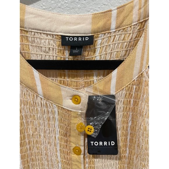 TORRID Yellow Stripe Babydoll Tunic - Picture 2 of 3
